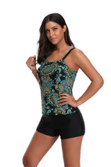 Swimsuit Large Size Black Retro Shorts Tankini Set