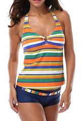 Women's Stripes X Back Tankini